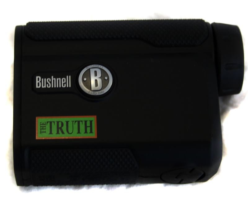 BUSHNELL THE TRUTH LASER RANGE FINDER: provides true horizontal distance from 7 to 199 yards in bow mode and bullet drop and holdover data in inches from 7 to 850 yards in rifle mode. The pocket-size ergonomic design with anti slip finish 