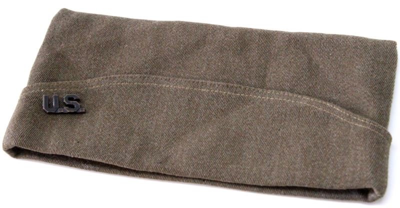 WWI DOUGHBOY NAMED GARRISON CAP BRADY MONTANA: Very nice condition high garrison cap with U.S. insignia, inside leather sweat band is very good, named to Elmo E. Klepser, Brady Montana, smaller size near excellent condition.