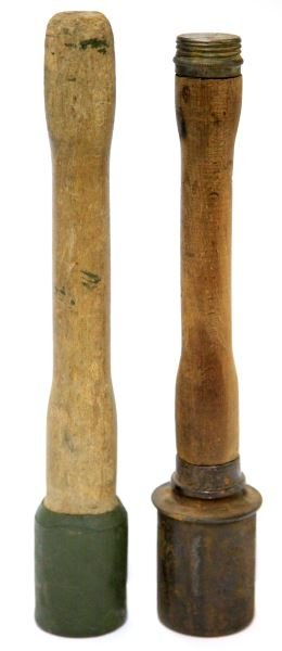 WWII GERMAN TRAINING POTATO MASHER GRENADES: Each grenade is inert, fair condition.