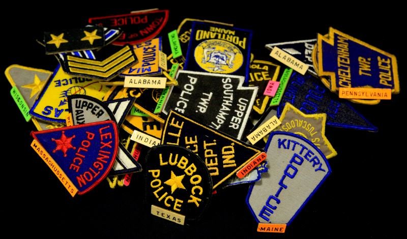 31 PIECE US POLICE OBSOLETE PATCH COLLECTION: All are from the World Police Museum Milan, Italy and come with COA, each patch has a poster board adhered to back, some cities include, Camden, Miami Shores, Cullman, Medford, Northport, Algoma, Eau 