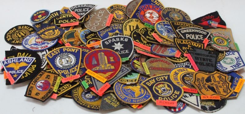 OVER 100 US POLICE OBSOLETE PATCH COLLECTION: All patches are from the World Police Museum, Milan Italy, huge variety with no duplication, includes but far from all, Dyersburg, Pine Bluff, Ft. Worth, Newark, Bluefield, Minnesota Highway Patrol, F
