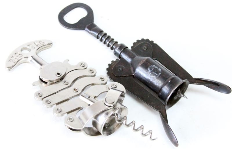 GROUP OF 2 VINTAGE CORKSCREWS ZIGZAG AND TOBIWOLF: Some expected wear and show of age present to corkscrews; overall in good to very good condition.