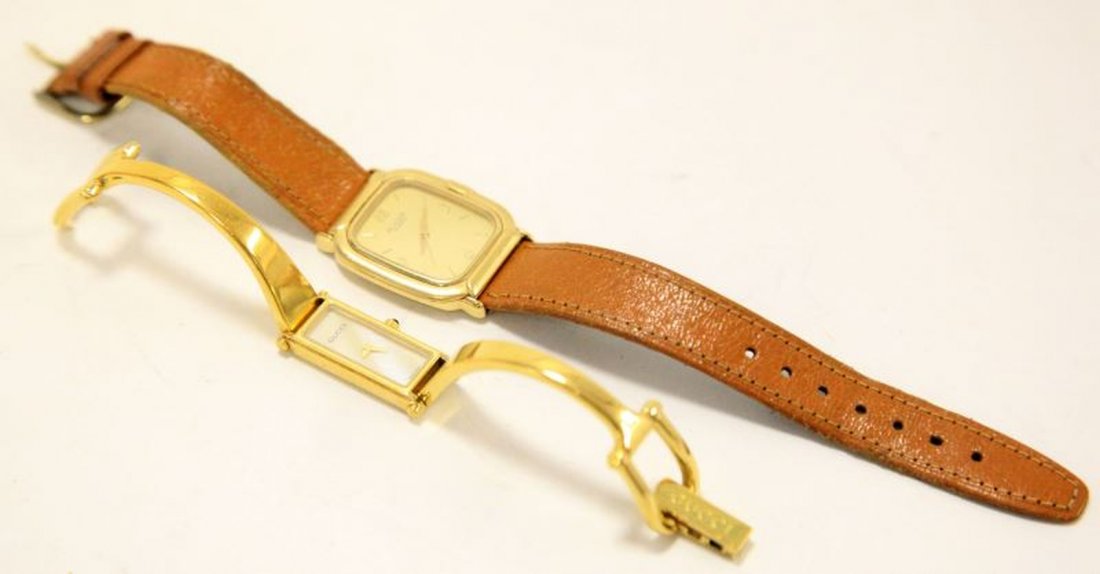 GROUP OF 2 LADIES WATCHES GUCCI AND BULOVA: Includes Bulova 92 A 41, and Gucci 1500L. New battery is needed for Gucci watch. Minor wear present to each watch; overall in very good condition Weight: mw