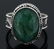 LADIES NATURAL EMERALD AND STERLING SILVER RING - 2