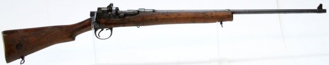 SPORTERIZED BRITISH LEE ENFIELD 1922 MKV 303 RIFLE: Lots of proof marks and "Broad Arrow" marks. Altered stock, Artillery sights. Bore is fogged. Shows some wear.