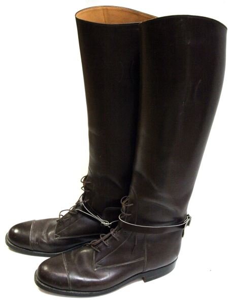 NEW BOHNERS MENS WWI US CAVALRY STYLE RIDING BOOTS: Mens size 10-10.5 wide. Brown boots by Bohner's in Omaha, Nebraska. Over the calf US Cavalry style very comfortable riding boots. With only very minor scuffs to bottom of soles. No size mark but named