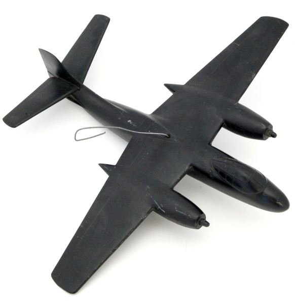 POSTWAR RECOGNITION MODEL USN AJ-1 CRUVER PLANE: North American AJ Savage 1 recognition model plane. Maker: Cruver, Chicago dated Aug 51, scale 1:72 (only 100 of this model produced). Measures at 10.5 inches long with a wingspan of 12 inches. Minor 