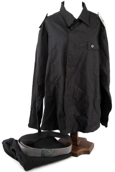 1960'S EAST GERMAN ARMY PANZER OFFICER UNIFORM: Shoulder straps, nylon belt and buckle, trousers and tunic.