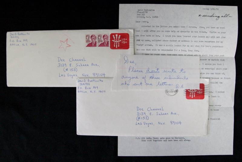 3 Letters Between Son Of Sam Dee Channel 1980 Jul 20 2014 Affiliated Auctions In Fl