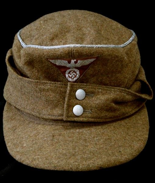 WWII GERMAN M43 THIRD REICH HEER OFFICERS CAP: Silver bullion piping, 1940 issue Heer eagle, very good appears unissued, full leather sweatband, smaller size 57, moth free, very good.