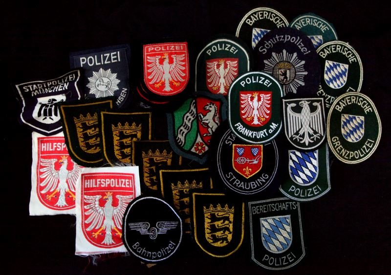 POST WAR GERMAN POLICE PATCH COLLECTION: National and state police patches, with duplication, nonetheless some scarce issues, from the World Police Museum Milan, Italy and is accompanied with COA.