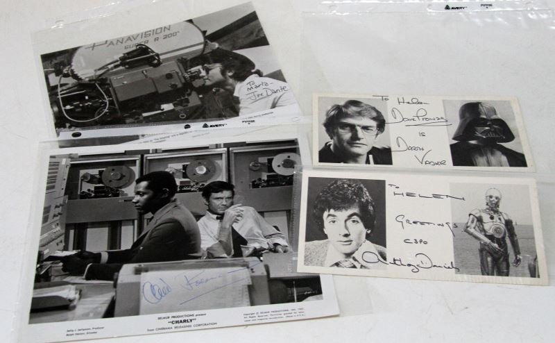 AUTOGRAPH PHOTO LOT C3PO DARTH VADER & MORE: Includes in addition to aforementioned Cliff Robertson, Joe Dante, all guaranteed authentic. 0