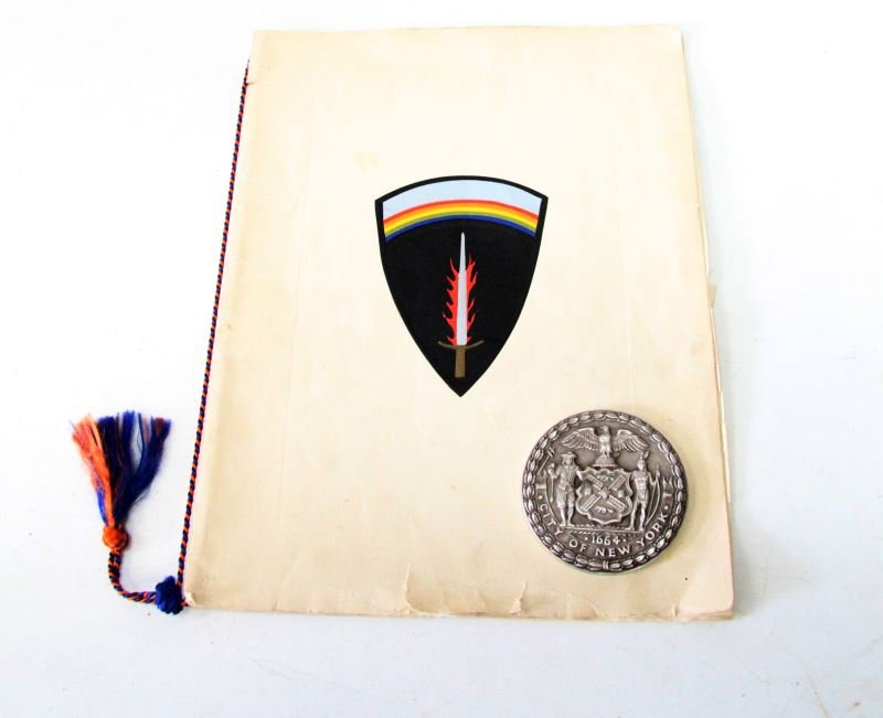 TIFFANY STERLING SILVER PRESENTATION MEDAL TO IKE: June 19th 1945. After a ticker-tape parade for General of the Army Dwight D Eisenhower, Supreme Commander Allied Expeditionary Force, a dinner was held in the Waldorf -Astoria by the City of New York