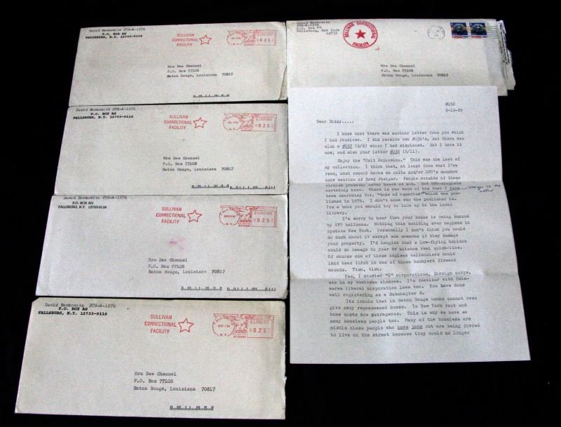 SON OF SAM SERIAL KILLER LETTER LOT 1989: Letters typed by David Berkowitz (Son of Sam killer) to Dee Channel. Some of the topics discussed in the letters include AIDS in prison and AIDS in general, the Books that the were interchanging, whit