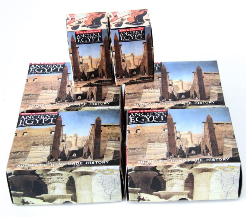 6 KING & COUNTRY ANCIENT EGYPT LEAD FIGURINES: King & Country Ancient Egypt series of hand painted lead figures. Included are two each of AE023, AE033 & AE035. All are mint in box. 0