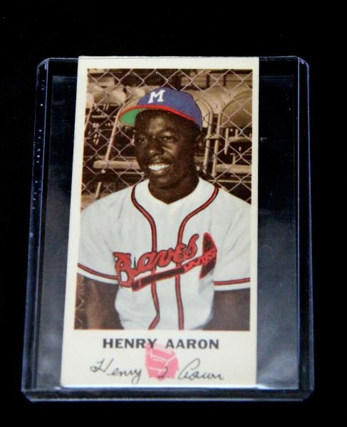 HENRY AARON MILWAUKEE BRAVES ROOKIE CARD #5: Johnston Cookies rookie card 55, nice color, reasonably centered, 4/5 grade. 0