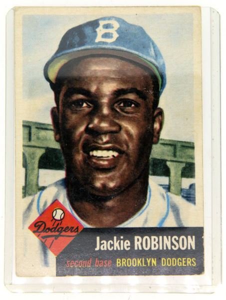 JACKIE ROBINSON TOPPS 1 1953 BASEBALL CARD: Well centered about a grade 2, nice type card. 0