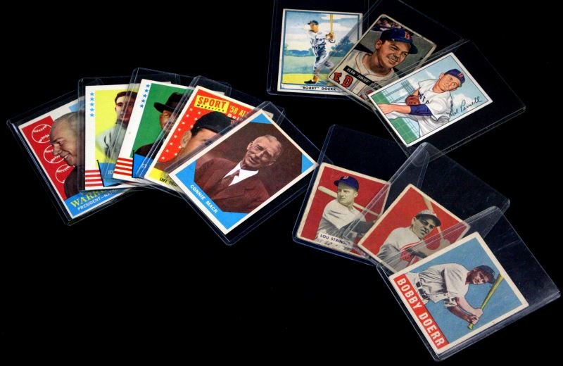 COLLECTION OF BASEBALL CARDS FROM 1930'S 40'S 50'S: Eleven baseball cards from 30's, 40's and 50's consisting of Denton True Young F.H.F, John G. Kling F.H.F, Lou String 201 Bowman Gum Inc 1949, Warren Giles President National League 200 T.C.G., Bobby 