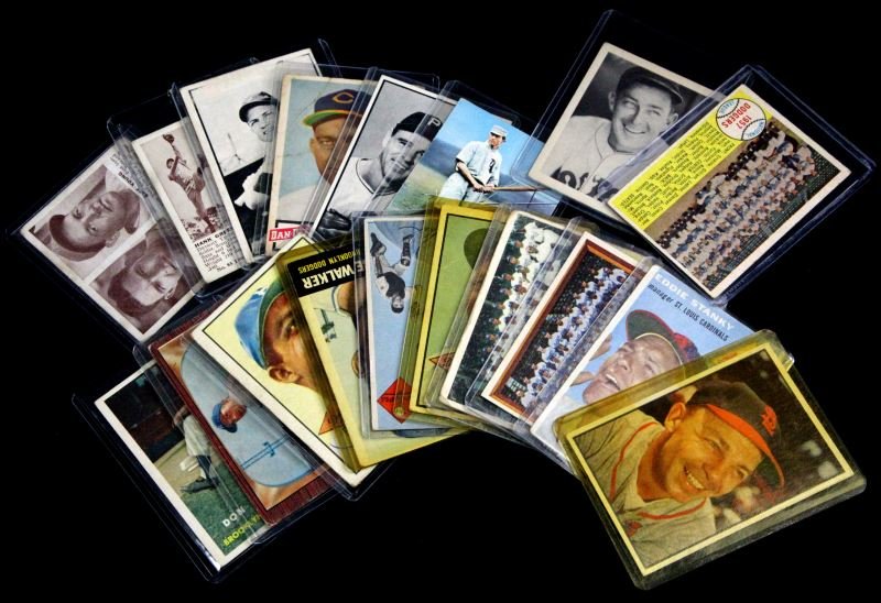 GROUPING OF 18 BASEBALL CARDS FROM 1950'S: Excellent grouping of 18 baseball cards with grade ranging from 2 to 5.Consisting of: Eddie Stanky 49, Edward Raymond 38, Brooklyn Dodgers 324, Brooklyn Dodgers 166, Jacob Albert Pitler 395, Albert Bl