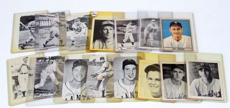 15 PLAY BALL & BOND BREAD 1940'S BASEBALL CARD LOT: Decent grade cards, several will grade above 5, lesser known players but some very old and nice condition cards, players are Coscarart, Hudson, Sid Hudson, Gelbert, Buddy Lewis, Derringer, Joost, Jame