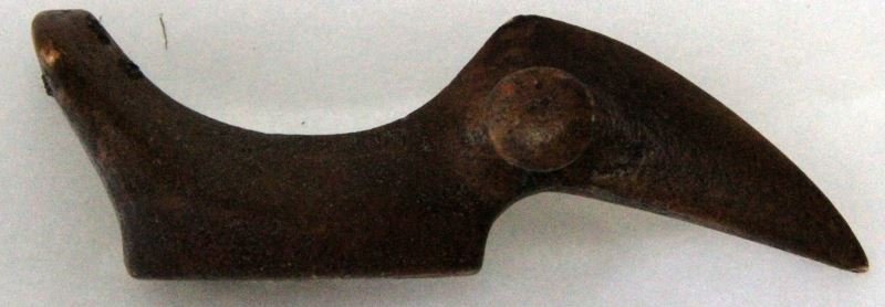 NATIVE AMERICAN RED CARVED POPEYED BIRDSTONE: From the late-Archaic period or early Woodlands period, we have a red carved Popeyed Birdstone.Possibly made from Catlinite or pipestone. Their function is currently being debated. 4 inches long 1.5 i