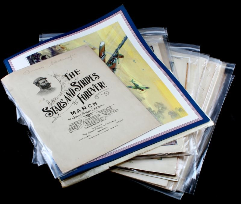 19TH C NEWSPAPERS & SPANISH AMERICAN SHEET MUSIC: Mixed lot of late 19th century Newspapers, sheet music, and Charles H Hubbell Lithographs. In this lot we have four sheet music booklets, the books are the following: The Stars and Stripes Forever Mar