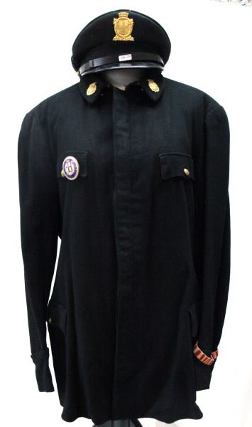 POST WWII MILAN ITALY TRAFFIC OFFICER UNIFORM: Post WWII Milan Urban Police traffic officer uniform. This uniform is comprised of a tunic, visor cap, a tie, and trousers. The uniform is free from mothing and in very good condition. The tunic has M