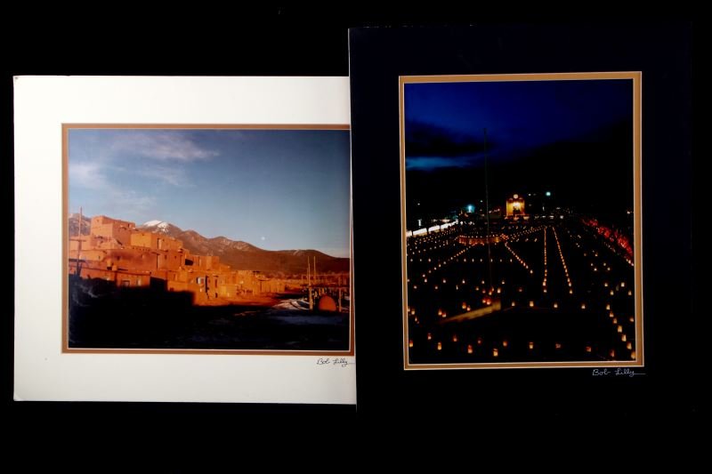 NFL HOF BOB LILLY LOT OF TWO SIGNED PHOTOGRAPHS: Lot of two color photographs taken by Hall of Fame football player, Bob Lilly and signed. Bob Lilly, former Dallas Cowboys NFL player, is also a photographer. The images are in mat frames; the largest