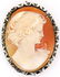 VINTAGE LADIES STERLING FRAMED CAMEO BROOCH