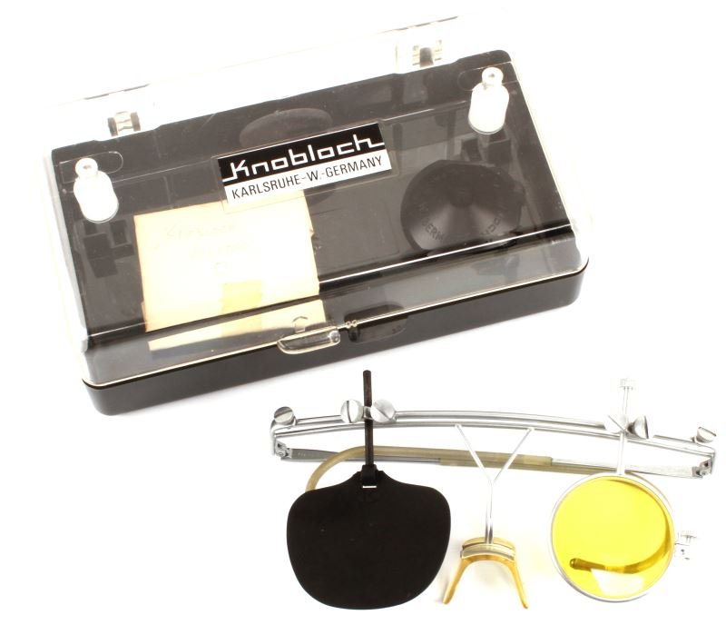 HIGH QUALITY KNOBLOCH GERMAN SHOOTING GLASSES: New in box with Iris piece and extra lens.