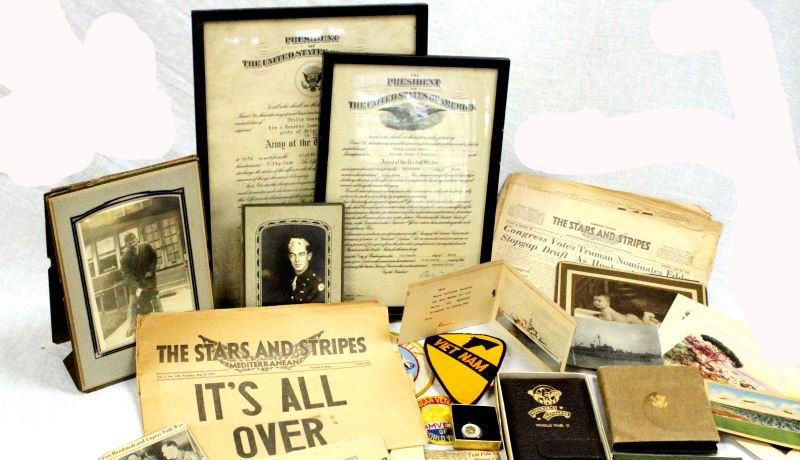WWII US MILITARY MEMORABILIA PHOTO CERT MIXED LOT: WWII US Military memorabilia lot. Includes: 2 framed commission certificates for Colonel Philip George Rettig (Corps of Engineers), photos of soldiers in service and with family, Red Cross map of Rome