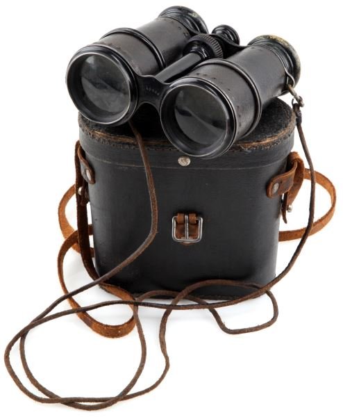 WWI CHAMPIERE PARIS LONG RANGE ARMY BINOCULARS: WWI Champiere Paris long range army binoculars with compass. Case included. Compass and zoom feature functional. Lenses intact. Has some paint chipping and scuffing. Overall very good condition.