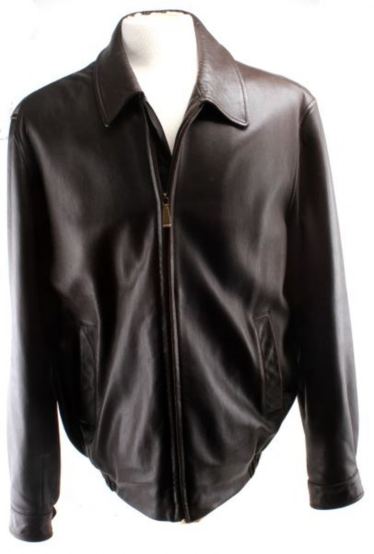 brooks brothers leather bomber jacket