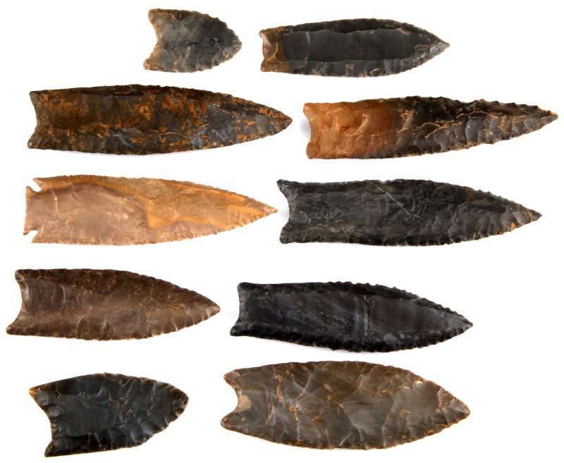 GROUP OF 10 ARROWHEAD POINTS MOST CLOVIS SOUTHEAST (1 of 2)