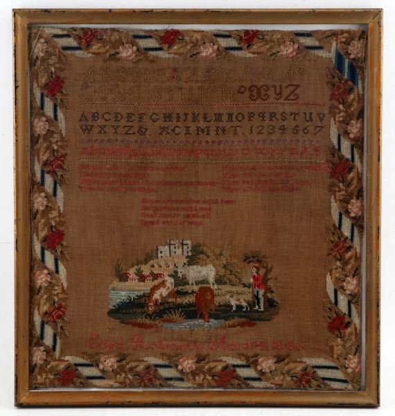 1846 ELLEN ROBINSON SAMPLER AGED 14 FRAMED (1 of 2)