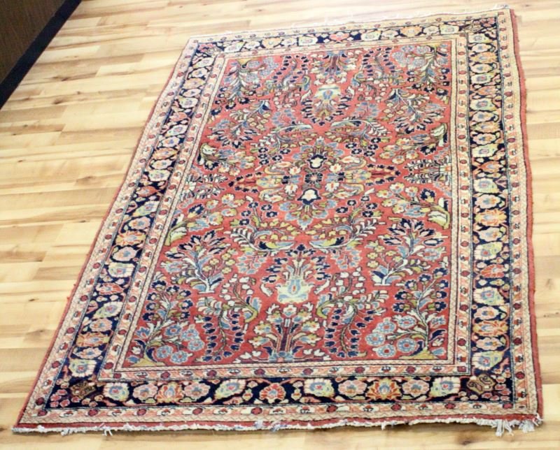 VINTAGE HAND WOVEN PERSIAN WOOL RUG 6' 10" X 4' (1 of 4)
