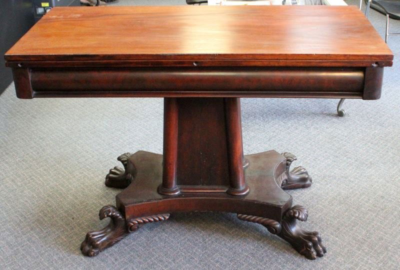 AMERICAN EMPIRE MAHOGANY SWIVEL FLIP TOP TABLE (1 of 4)