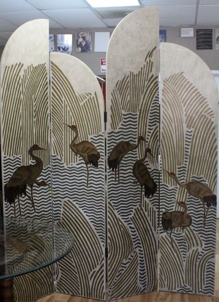 VINTAGE 4 PANEL FOLDING SCREEN ART DECO STYLE (1 of 4)