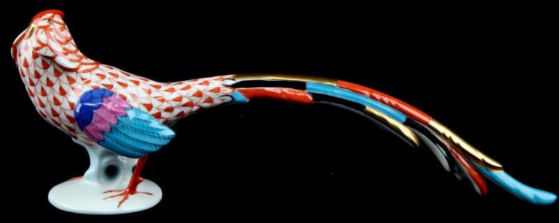 HEREND RUST RED FISHNET PHEASANT 8.5 INCHES LONG (1 of 4)