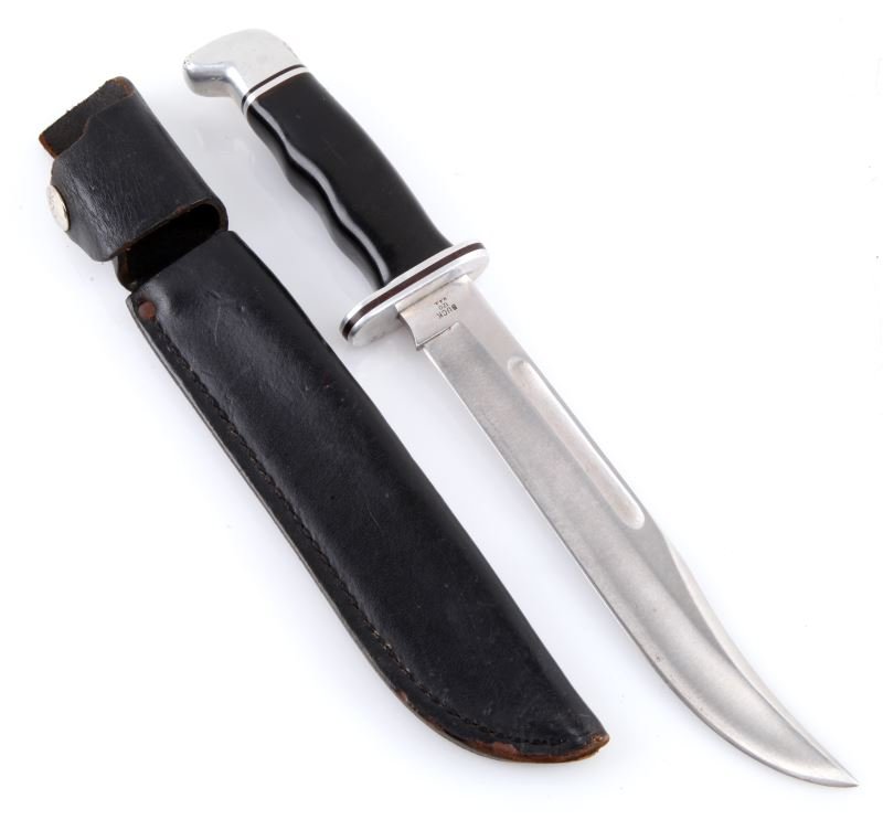 BUCK 120 7.5" BLADE FIXED HUNTING KNIFE: Used but good over all, has been sharpened.