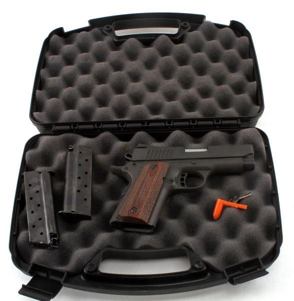LEGACY CITADEL 1911 M1 SEMI AUTOMATIC PISTOL: Serial number CIT028339. Black matte finish with checkered wood grips, wedge sights, barrel measures 3.5 inches long. Bright and clean bore. Very good condition. Comes with 2 clips (9 round) and a har
