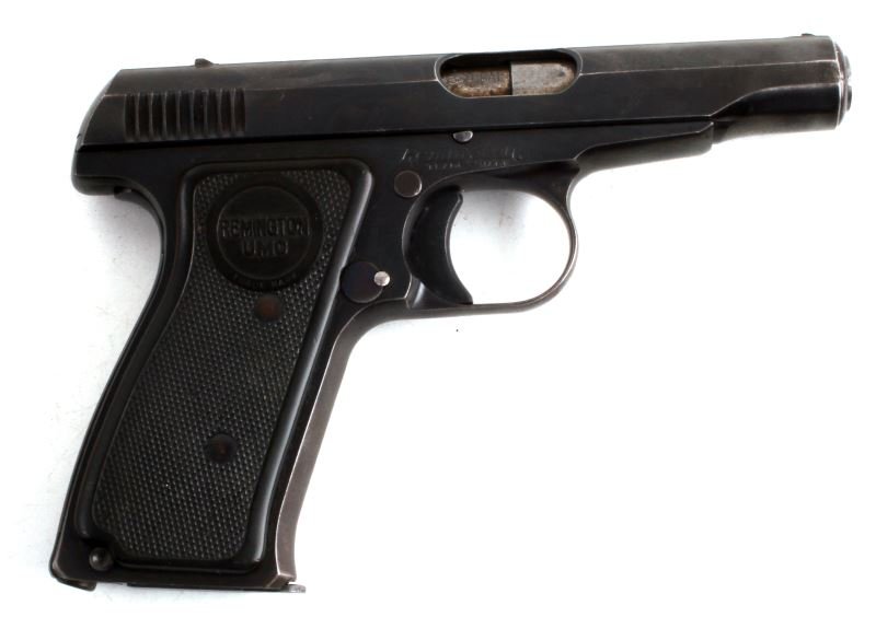 REMINGTON MODEL 51 .380 CALIBER PISTOL: Remington Model 51 .380 caliber pistol. Bore in good condition. Diamond fine grip. One magazine. Company information appears on bridge of gun. Most of bluing present. Requires FFL fee for transfer.
