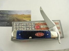 CASE RUSSLOCK KNIFE WITH NAVY BLUE BONE HANDLES: Item no # 07057. Surgical stainless steel blade with blue bone handle. All new in unopened boxes, photos are stock.