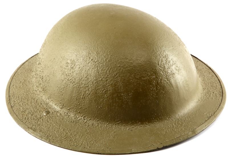 WWI M1 BRODIE DOUGHBOY HELMET W CHIN STRAP: WWI M1 Brodie helmet with chin strap. No liner. Good parkerization on crown. Some small dings and imperfections. Overall very good condition.