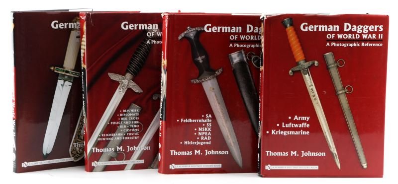 T. JOHNSON'S WWII GERMAN DAGGERS BOOK VOL 1-4: A set of books containing volumes 1 to 4 of Thomas Johnson's famous reference book: "German Daggers of World War II" Contains hundreds of high quality photographs and illustrations. Serves as an autho
