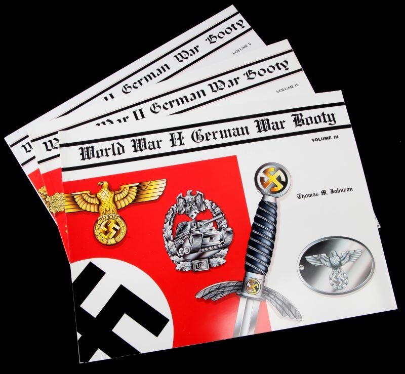 WWII GERMAN WAR BOOTY BY T. JOHNSON BOOK LOT: Lot containing volumes III, IV, and V of Thomas Johnson's "World War II German War Booty" . All in unissued condition. This lot has a reserve.