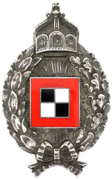 WWI IMPERIAL PRUSSIAN OBSERVER BADGE WITH CROWN: WWI Imperial Prussian Army Observer badge. Weighs 36.9 grams. Approximate 90 degree lie. Unmarked. Very good condition. From the military collection of Dr. John Dieter Diggs.