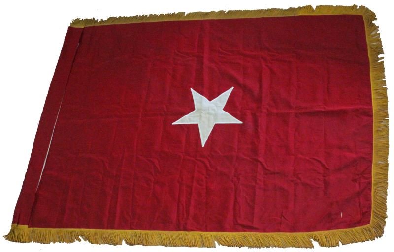 BRIGADIER GENERAL ONE STAR US ARMY FLAG NAMED: One star Brigadier General US Army flag allegedly belonging to Maurice Rose. World War I veteran and commander of the 3rd Armored Division in WWII. Under Rose's command his division was the first unit