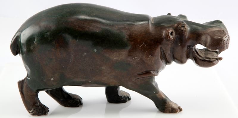 C. DANDA SIGNED SOAPSTONE HIPPOPOTAMUS: Well crafted 10 inch Hippo signed underneath.