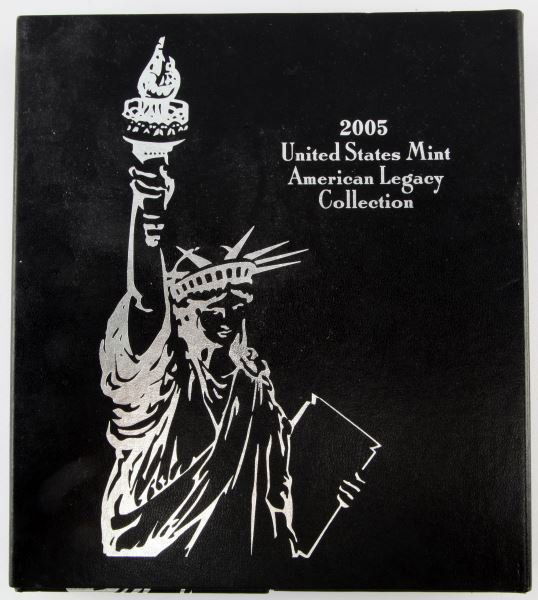 2005 U.S. MINT AMERICAN LEGACY COLLECTION: Chief Justice John Marshall and Marine Corp proof silver dollars and 12 proof coins, as issued by the mint.